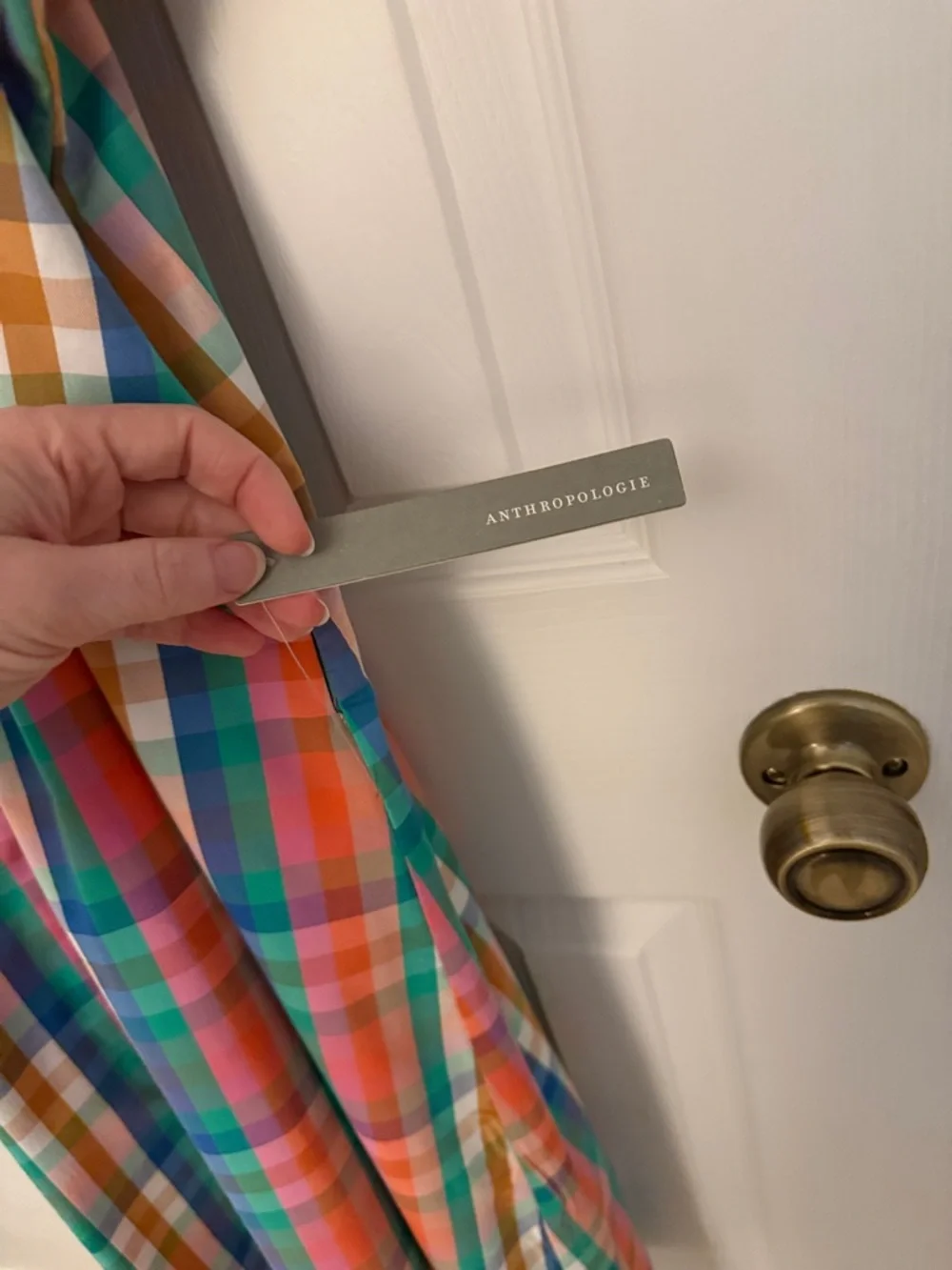 Anthropologie THE TOBIE BUTTON-FRONT PLEATED SHIRT DRESS BY EXQUISE Plaid XXSP - Picture 7 of 9